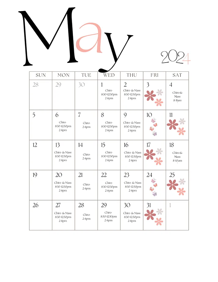 Chiropractic Carmichael CA May 2024 Calendar